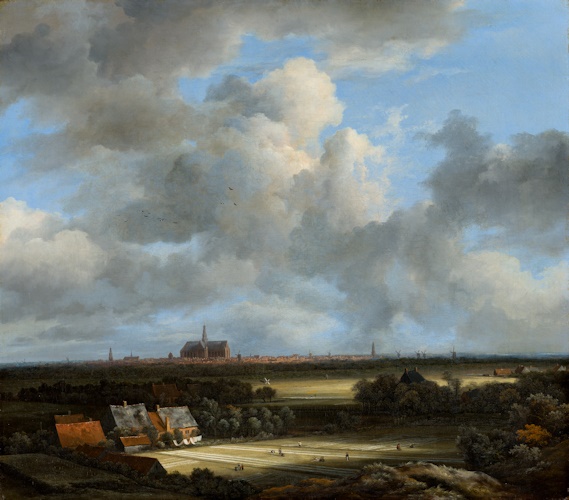 ヤーコプ・ファン・ロイスダール《漂白場のあるハールレムの風景》1670〜75年頃 55.5cm×62cm マウリッツハイス美術館